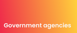 Text reading "government agencies" displayed prominently on a vibrant yellow background.