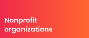 Text reading "nonprofit organizations" displayed on a vibrant pink and orange background.