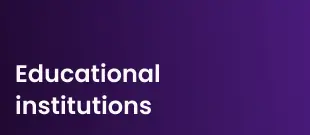 Text reading "educational institutions" displayed prominently on a vibrant purple background.